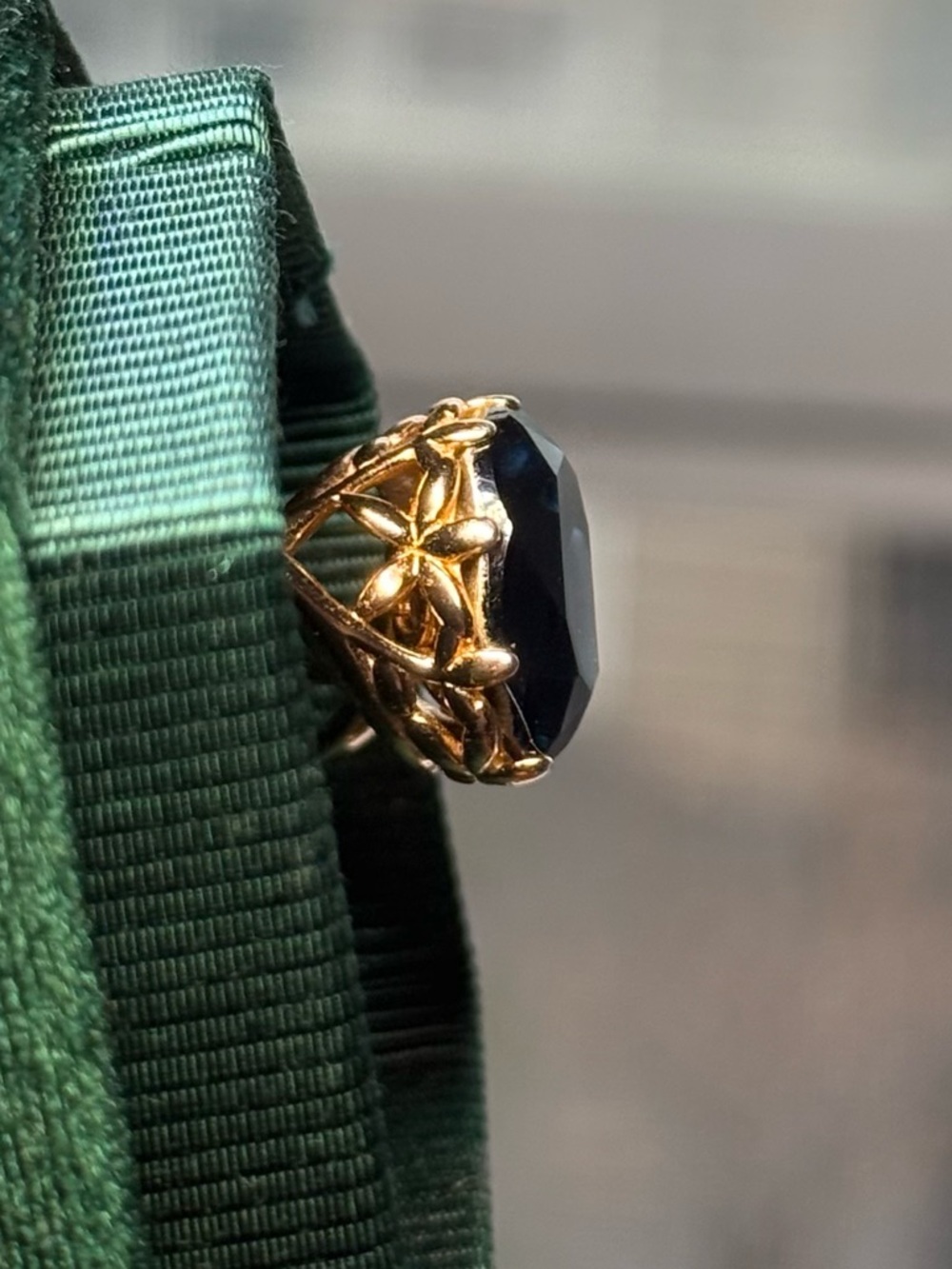 Blue oval zirconia s925+gold plated ring - Picture 4 of 5